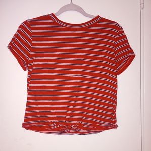 Cropped red tee